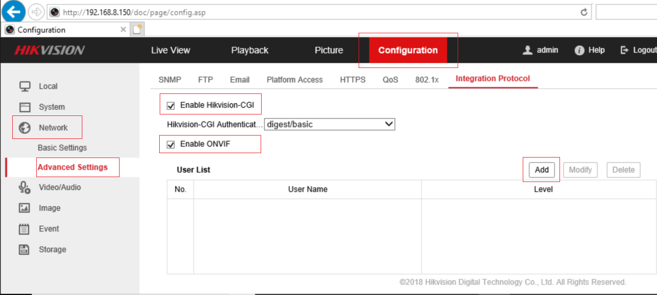 Configure Hikvision IP Camera/DVR to enable ONVIF and add an ONVIF user