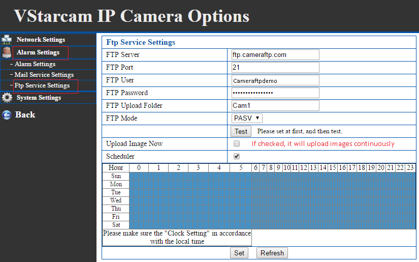 server address for ftp ipcam settings google