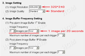 Select Image Setting and Image Buffer Frequency Setting